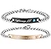 LOLIAS 2 Pcs Stainless Steel Couples Bracelets for Men Women His & Her Bracelet Chain