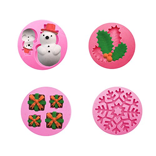 Silicone Christmas Candy Mold Santa Deer Tree Snowman Snowflake Mold Chocolate Baking Mold Fondant Soap Decorating Moulds (design 3)