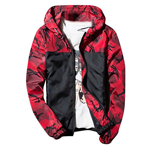 Men Camouflage Windbreaker Waterproof Rain Jacket Color Block Zip up Hooded Coat by Lowprofile - Thumbnail 2