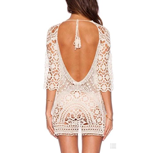 Boomboom Bikini Cover Up, Sex Beach Cover UPS Crochet Teen Girls Swimwear Cover UPS Dress Ladies Bathing Suit Cover UPS (White)