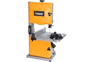 Hoteche 8-Inch Band Saw 2.0A Low Noise Two Cutting Height Table Benchtop with Fence and Miter Gauge for Woodworking, DIY Projects and Precision Cutting, Tilting Range 0-45°