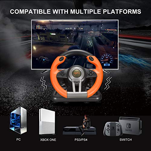 PXN V3III PS4 Gaming Steering Wheel,180° PC Racing Wheel and Dual Motors Vibration,PS4 Racing