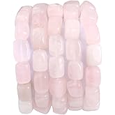 BEADIA Natural Rose Quartz Cuboid Stone Loose Semi Gemstone Beads for Jewelry Making 8mmx12mm 38cm/Strand