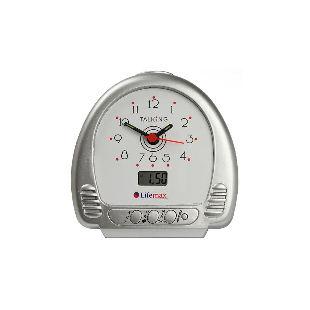 Lifemax Talking Clock, Analogue & Digital Display, Voice Announcement, 3 x Alarm, Visual & Audible