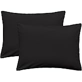 iMaylex Soft 100% Egyptian Cotton Zipper Pillow Case, Cozy and Lightweight Pillowcase, Set of 2, Black, Standard, 20" x 26"