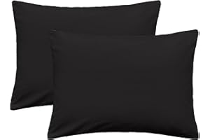 iMaylex Soft 100% Egyptian Cotton Zipper Pillow Case, Cozy and Lightweight Pillowcase, Set of 2, Black, Standard, 20" x 26"