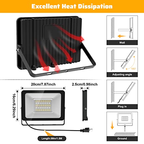 50W Reflectores Led Exteriores RGB Intelligentes Wifi, compatible con Alexa, Lampara Luces RGB de Colores con Remote y Soporte de Espiga, Equivalente 500W, Para Fiesta Jardin Halloween Nadvida