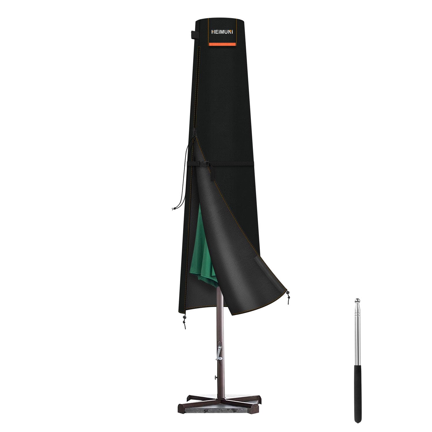 HEIMUNI Parasol Covers Waterproof, Garden Umbrella Cover fit 2 to 3.5m Garden Parasols, 420D Oxford Fabric Outdoor Umbrella Cover UV Resistant 3m Parasol Protective Cover with Zip, 195x30/50cm