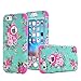 iPhone 6 Plus Case, iPhone 6S Plus Case, Ranyi [2 Piece Floral Flower] [360 Full Body Protection] [Shock Absorbing] Hybrid Rugged Protective Case for Apple iPhone 6/6s Plus (5.5 inch), hot Pink