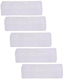 ColorYourLife 5 Thick Elastic Headbands Basketball Yoga Fitness Walking Headbands Sweatband Head Sweat Bands (White)