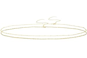 QCEASIY 14K Gold Plated Waist Chain for Women, 2Pcs Adjustable Pearl Beads Body Chain, Sexy Layered Summer Beach Bikini Belly Jewelry Accessories