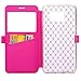 S7 Edge Case, Galaxy S7 Edge Case, ArtMine Quilted Plain Color Window View Function PU Leather Flip Folio Book Style Card Slots Kickstand Wallet Phone Case for Samsung Galaxy S7 Edge -Hot Pink