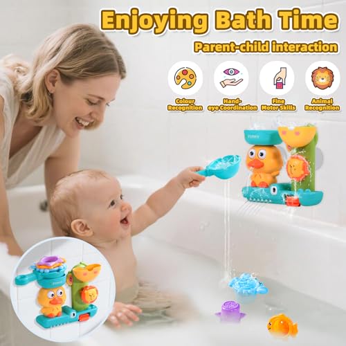 Toys for 1 year old, toys bathtub baby toys 18 months pool water games baby includes 1 ladle for water and 3 stackable cups of animals gift baby boys girls 1 2 3 years