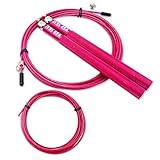 WODSKAI Aliminum Jump Rope-Premium Quality 360° Swivel Ball Bearing Skipping Rope-Best for Double Unders, Crossfit, WOD, MMA, Boxing Fitness Training-Free Carry Bag and Spare Cable Included