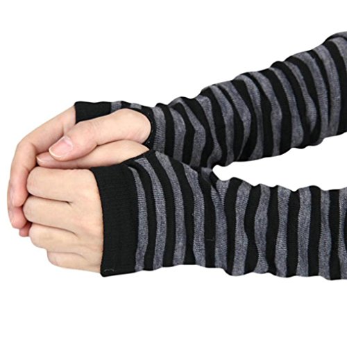 AIMTOPPY Fashion Winter Wrist Arm Hand Warmer Knitted Long Fingerless Gloves Mitten (Black, free)