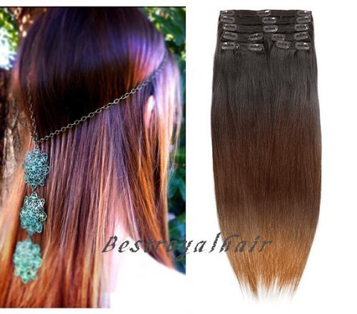20 Three Colors Ombre Indian Remy Clip In Hair Extensions 115g