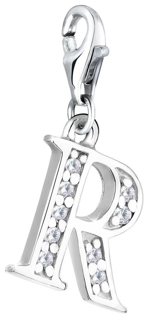 Nenalina 712718-019 Letter R Charm Pendant in 925 Sterling Silver, Fits All Common Charm Bracelets