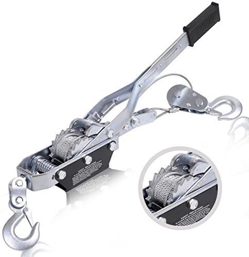 Super buy 4 Ton 8000lb Come Along Hoist Ratchet Hand Cable Winch Puller Crane 2 Hook by Super buy