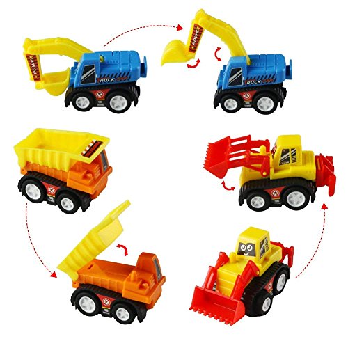 jerryvon Toy Cars Mini Pull Back Vehicle Toys for Egg Fillers Assorted Race Car Construction Trucks Excavator Toy Play Set Party Favors for Kids, 12 PCS - Thumbnail 6