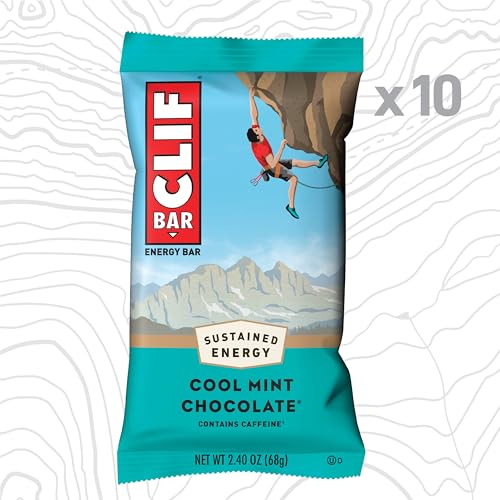 CLIF BAR – COOL MINT CHOCOLATE WITH CAFFEINE – MADE WITH ORGANIC OATS – ENERGY BARS – NON-GMO – PLANT BASED PROTEIN BARS (10 PACK)