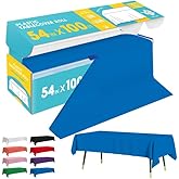 Niuara Blue Plastic Table Cover Roll - 54IN x 100FT, Table Cloth for Rectangle Table with Slide Cutter, Plastic Table Cloth Disposable with Cut-to-Size Design for Weddings, Banquets, Parties
