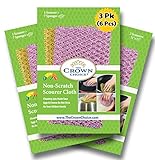 The Crown Choice Non-Scratch Heavy Duty Scouring Pad or Pot Scrubber Pads (6 PCs) | for Scouring Kitchen, Dishwashing, Cleaning | Nylon Mesh Scrubbing Scrubbies | Scrub Pads Cloth Outlast Any Sponges