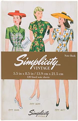 Simplicity 1940年代ヴィンテージファッションハードカバーノートブックジャーナル レディース 8 5インチ 5 5インチ 1ページ