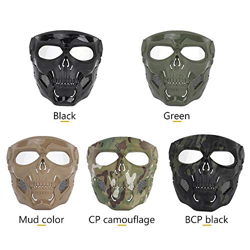 MOGOI Airsoft Skull Mask, Full Face Protective Masks for Airsoft Paintball Outdoor Cs War Game BB Gun Halloween Skeleton Masks Party Cosplay Mask Movie Props, E - Thumbnail 7