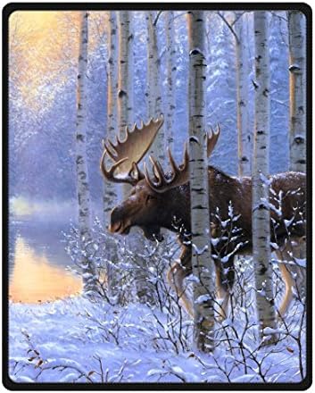 Doubb Custom Moose in Forest Fleece Blanket 100cm x 127cm (58"x80") Large