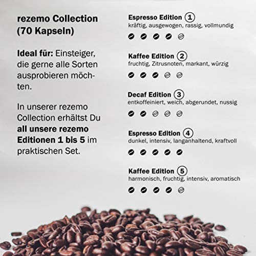 rezemo Collection | 70 nachhaltige rezemo Kaffeekapseln aus Holz | 5 edle Kaffeesorten im praktischen Set | für… – Bild 6