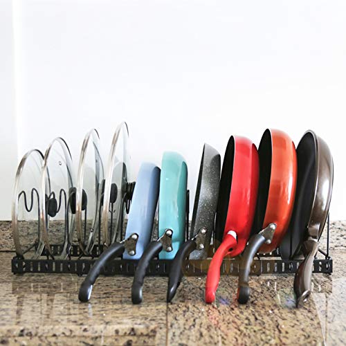 Xcosrack 11 Dividers Pot Pan Lid Rack Bakeware Cupboard Organizer