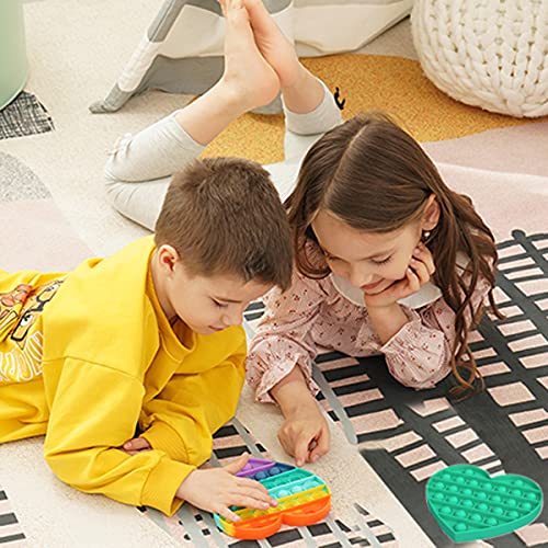 AmericFengBao Pop Fidget Sensory Toys, Pop Bubble Fidget Sensory Toy with Popping Sounds, Push Fidget Toy Reliever Office School Game Crafts for Kids Adults, Silicone Stress Toys (Heart Shape)