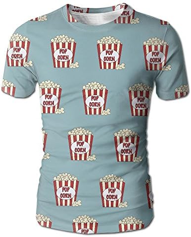 VN HNGD Cute Popcorn Funny Pattern Men's Summer Fashion Short-Sleeve Crewneck T-Shirt Pullover