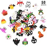 50 Pieces Halloween Craft Random Resin Miniature Ornaments Flat Back Scrapbook Embellishment Wizard Ghost Pumpkin Spider Resin Decorations for Craft Making