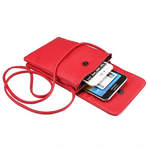 WaitingU Universal Crossbody Cell Phone Bag PU Leather Carrying Cases Credit Card Holder Shoulder Pouch Bag for iPhone 6/6S Plus 6/6S Samsung Galaxy Note Series Phones Under 6.2 inchs -Red - Thumbnail 3