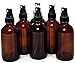 Vivaplex 6, Amber, 4 oz Glass Bottles, with Black Fine Mist Sprayers