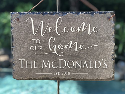 Sassy Squirrel Beautifully Handcrafted and Customizable Slate Home Address Plaque (12"x8" or 16"x10") Personalized House Sign with and mounting Hardware. Improve The Curb Appeal of Your Property - Thumbnail 3