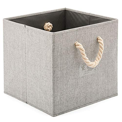 EZOWare [Set of 4] Foldable Fabric Storage Cube Bins with Cotton Rope