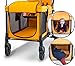 WONDERFOLD W4 Original Quad Stroller Wagon (4 Seater) - Collapsible Wagon Stroller with Seats with 5-Point Harnesses, Easy Access Zipper Door, and Removable Sun Canopy, Orange