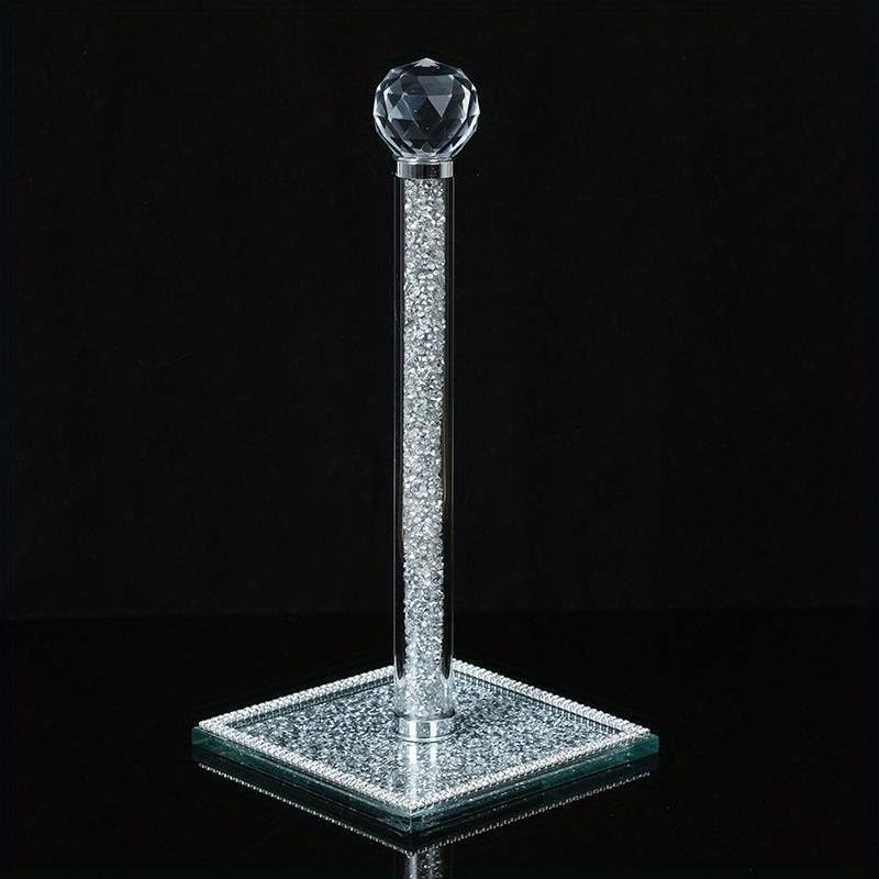 Premium Crystal Crushed Diamond Paper Towel Holder - Elegant and Functional Kitchen Roll Dispenser