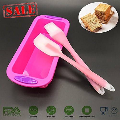 Pack of 3 Meatloaf and Banana Bread Pan | Gourmet Non-Stick Silicone Loaf Pan | 8.5” FDA-Approved BPA-free Silicone, Quality Silicone molds + Brush + Spatula | CLEARANCE SALE!