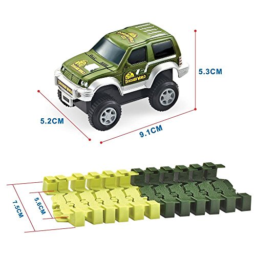 ONTOPON Dinosaur Tracks Circuit 2 Car 142 Pieces Modular, Magic and Games Circuit Car Toy with Ultra Fun Accessories(142p)