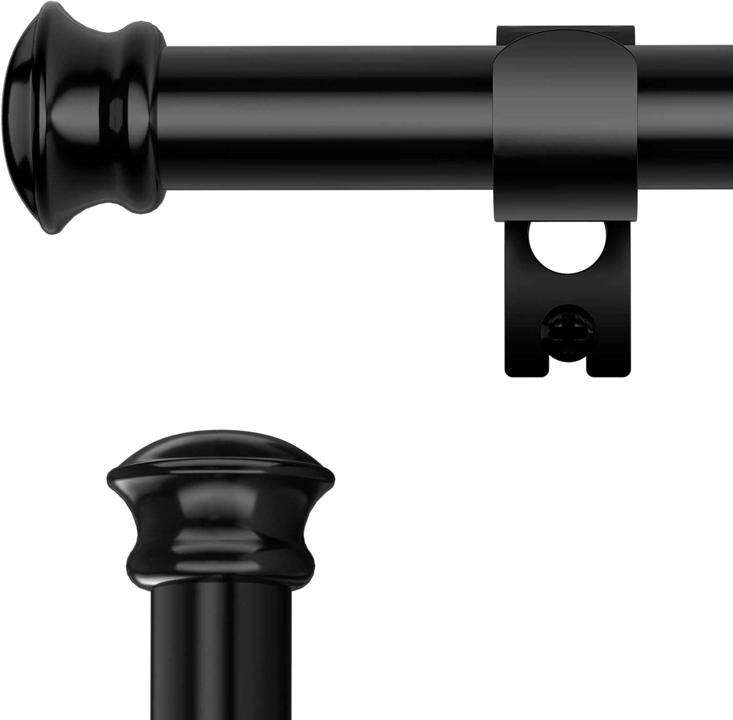 Window Treatment Hardware - 5/8 Inch Diameter Curtain Rods with Brackets,Black Splicing Stainless Steel Drapery Rods,Heavy Duty Curtain Rod Set 30 to 88 Inch Easy Install