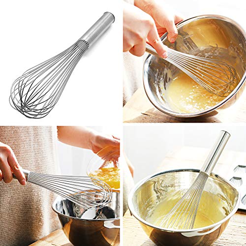 Stainless Steel Eggs Beater,10 inch/12 inch Food Mixer Beater Heavy Duty Hanging Hook,Beater Cream Bar Blender Stir Whisk Stainless Steel Household Manual Eggs(12 Inch)