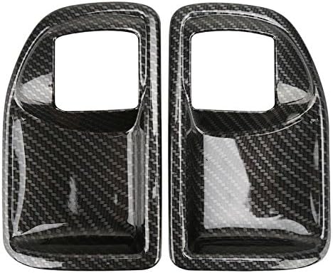 Duspper - Interior Door Handle Bowl Cover Trim Chrome ABS Frame Car Styling For Jeep Wrangler Rubicon JK 2007-2017 2 Doors Car Accessories [Black Carbon Fiber]