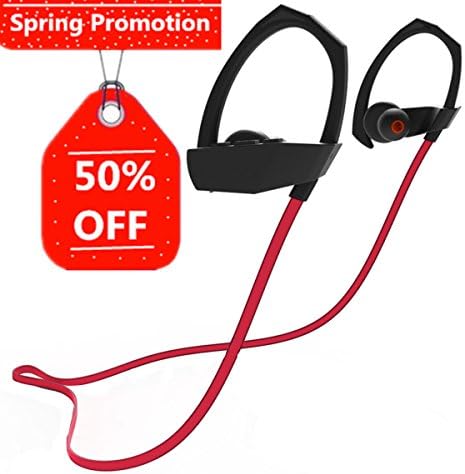 Bluetooth Headphones, Wireless Sports Earphones with Mic, IPX65 Waterproof, HD Sound with Bass, Noise Cancelling, Secure Fit, Hours Playtime for iPhone Android Huawei and iPad