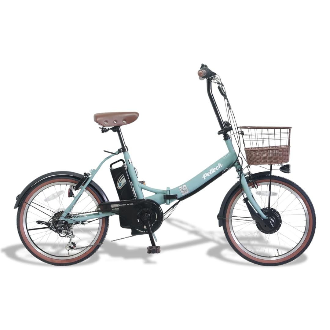 PELTECH(ペルテック) 折り畳み電動アシスト自転車 20インチ折り畳み外装6段変速 【簡易組立必要品】TDN-206L (8AHバッテリー, スモークグリーン)商品画像