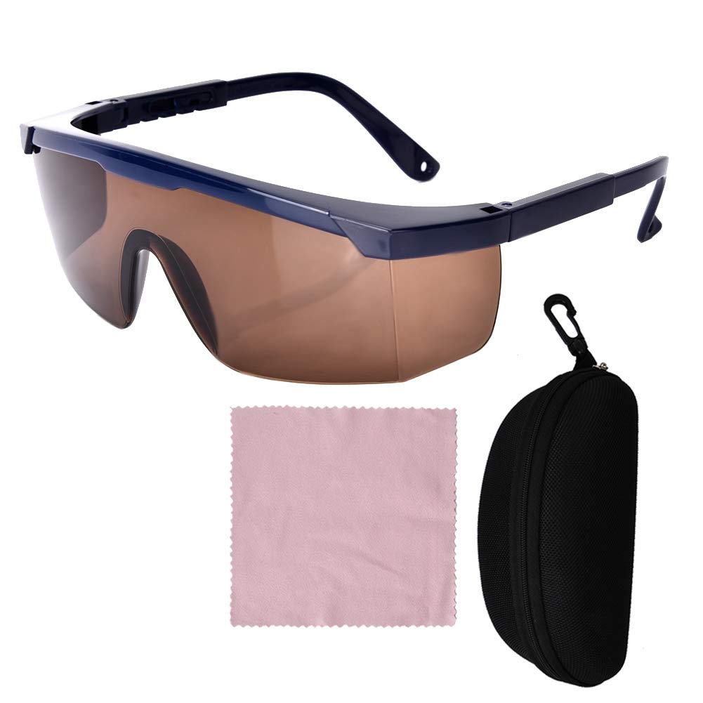 Leapiture IPL nm200-2000nm Safety Goggles Beauty Welder Operator Safety Glasses Full Band UV Safety Glasses Brown Lenses with Glasses Case