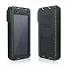 F.Dorla 12000mAh Solar Charger with Cigarette Lighter Function,Rugged Waterproof Protable Power Bank Outdoor Camping External Battery 3 Lighting Modes Flashlight for iPhone iPad Cellphones (Green)