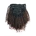 Lovrio Ombre Clip Ins Afro Kinkys Curly Hair Extensions Brazilian Virgin Human Hair Tone Natural Black Fading into Light Chocolate Brown TN/4 7 Pcs 120g 12
